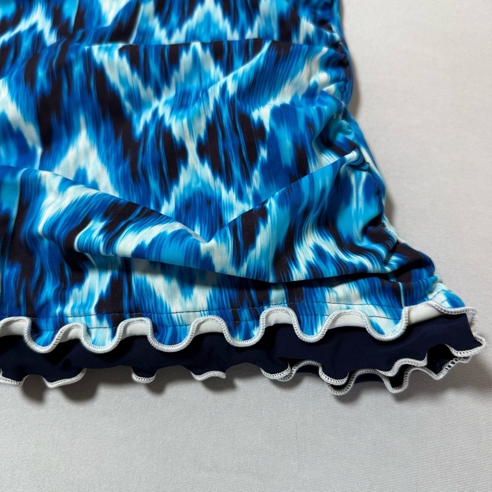 Gottex Blue Patterned Tankini Swimsuit Top Size 12 NWT - Picture 4 of 7